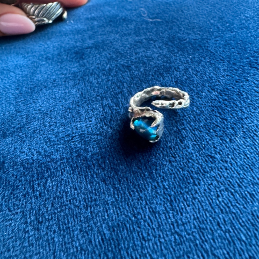 Silver Rings Set with Blue Stone - Picture 2 of 10